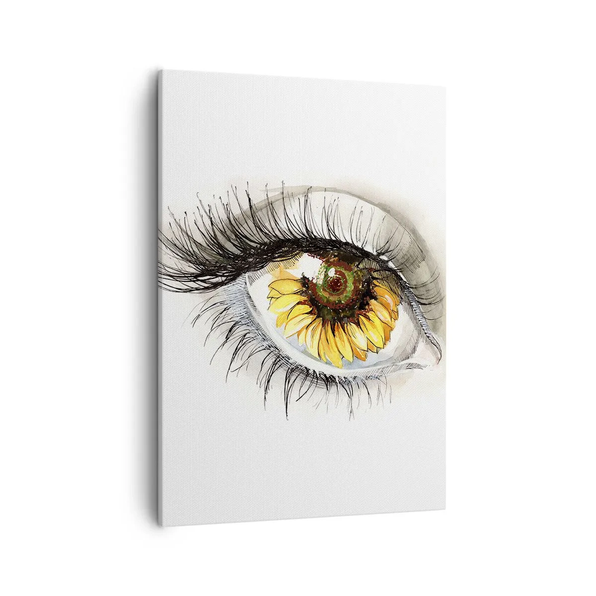 Bild auf Leinwand - Leinwandbild - Künstlerisches Auge mit sonnenblumenförmiger Iris - 50x70cm - Ein Look so heiß wie der Sommer - Moderne Wanddekoration für Wohnzimmer und Schlafzimmer ARTTOR