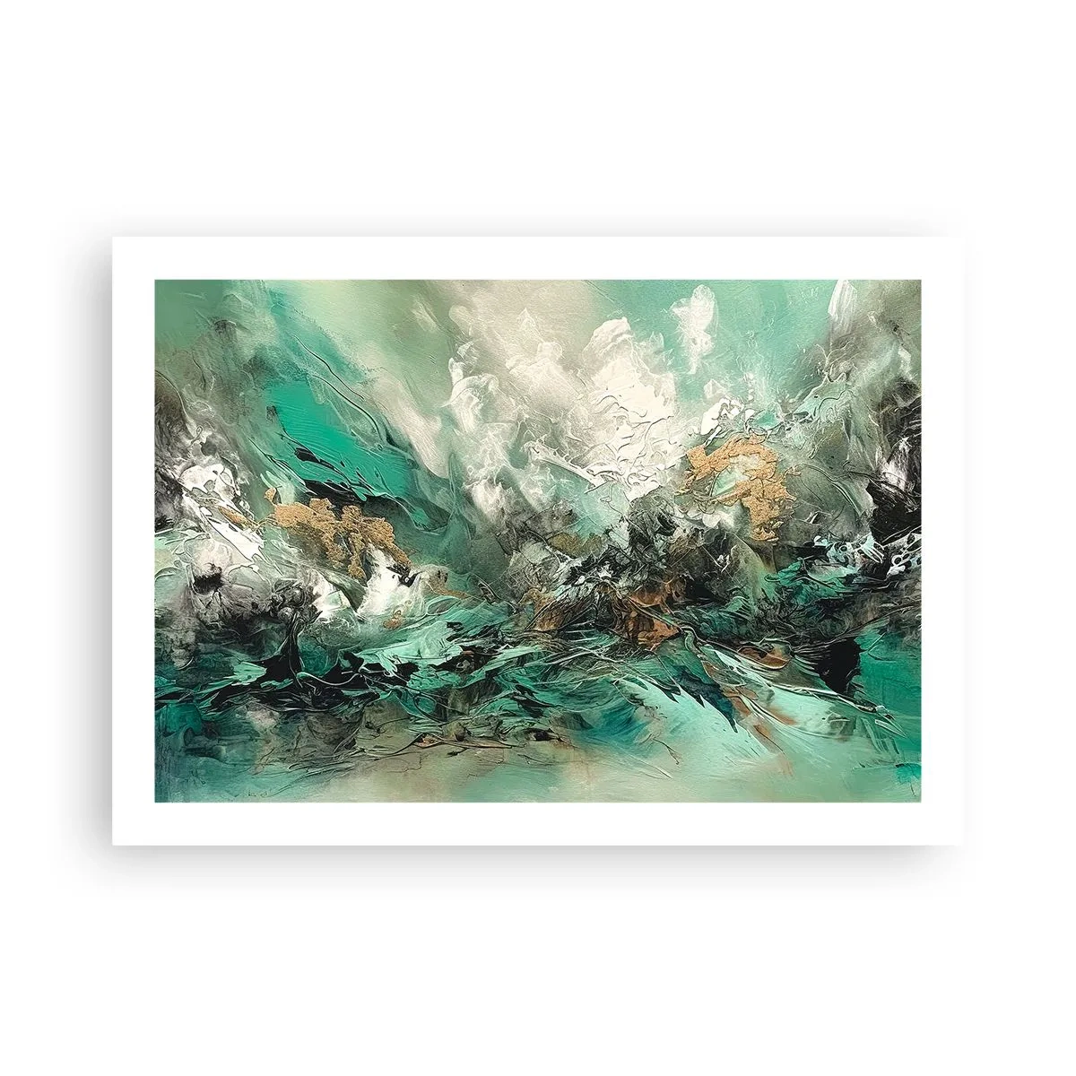 Poster - Smaragdgrüne und schwarze Brandung - 70x50 cm