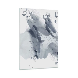 Glasbild - Bild auf glas - Blaugraue Aquarellflecken, die an fließendes Wasser erinnern - 50x70cm - Eine Studie über die Natur des Wassers - Moderne Wanddekoration für Wohnzimmer und Schlafzimmer ARTTOR