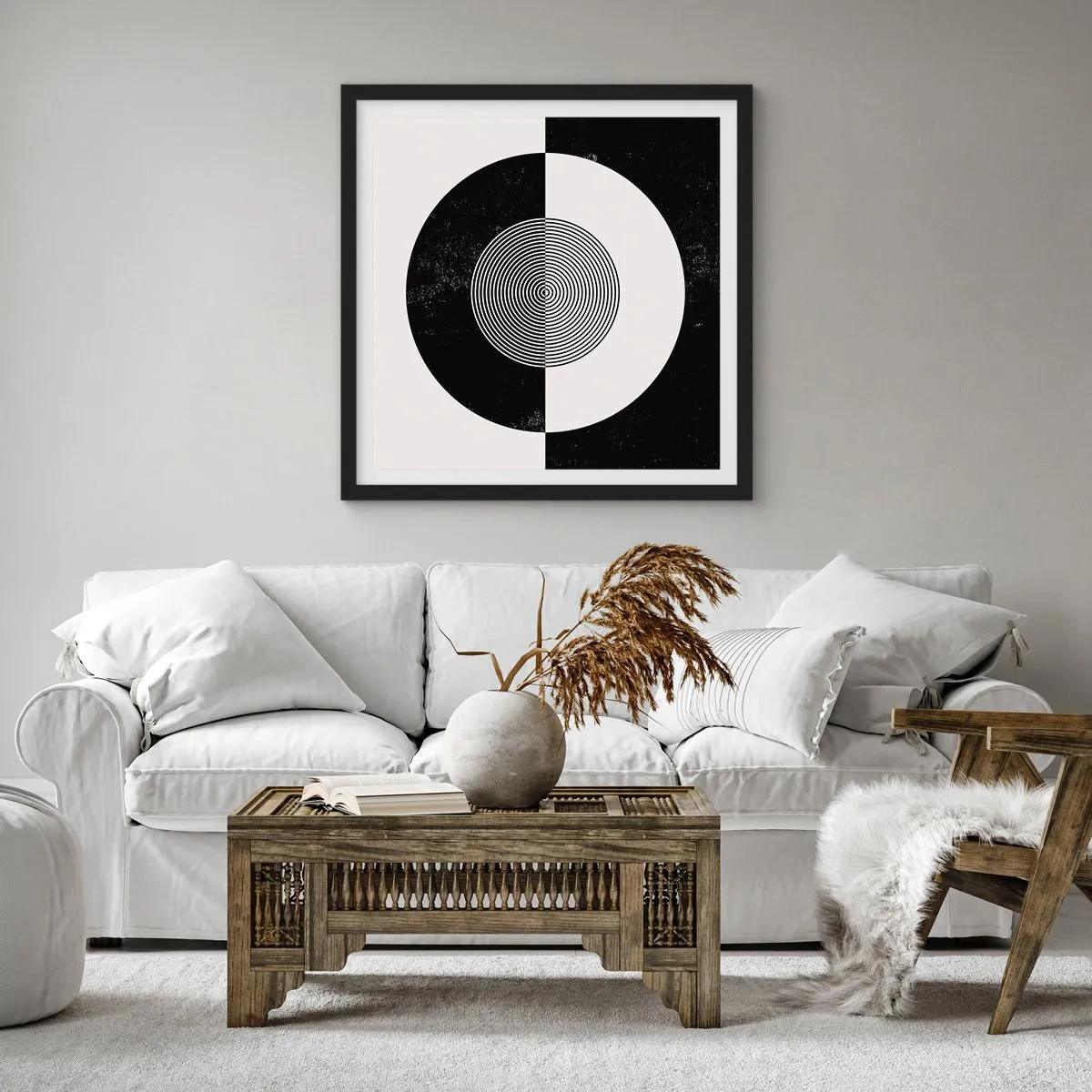 Poster in einem schwarzem Rahmen - Harmonie in Schwarz und Weiß - 40x40 cm