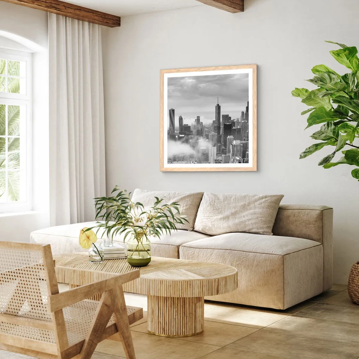 Poster in einem Rahmen aus heller Eiche - Amerikanische Landschaft - 40x40 cm