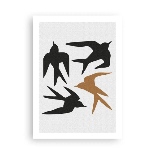 Poster - Stilisierte Silhouetten von Schwalben auf hellem Hintergrund - 50x70cm - Schwalbenspaß - Moderne Wanddekoration für Wohnzimmer und Schlafzimmer ARTTOR