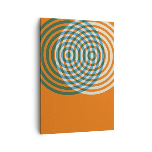 Bild auf Leinwand - Leinwandbild - Konzentrische Kreise auf orangefarbenem Hintergrund - 50x70cm - Abstrakte kreisförmige Variation - Moderne Wanddekoration für Wohnzimmer und Schlafzimmer ARTTOR