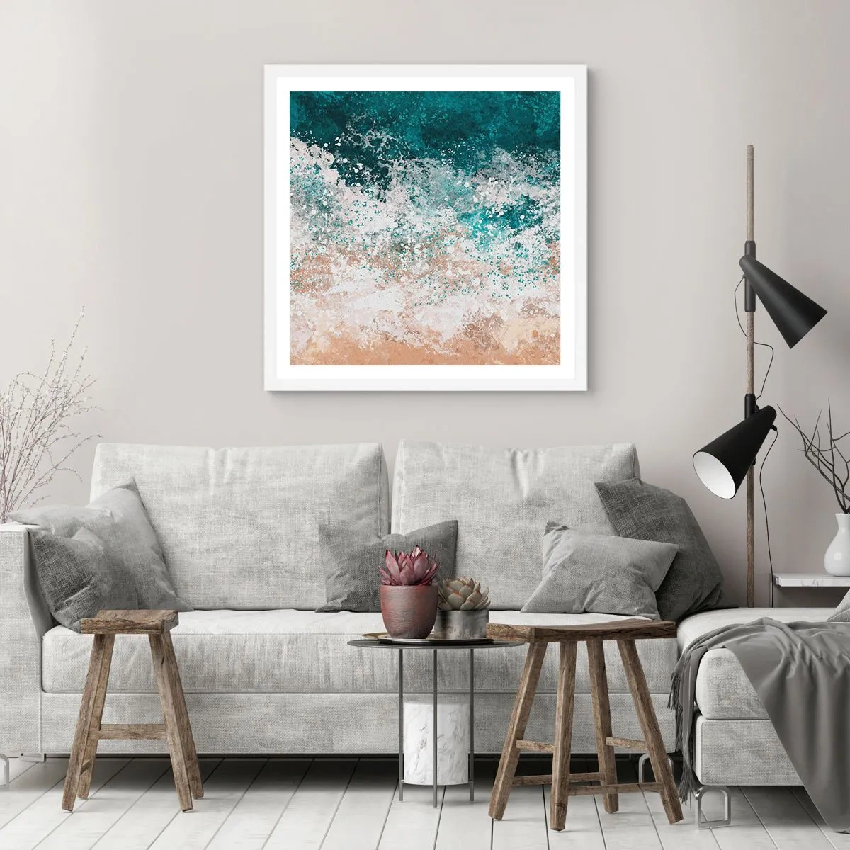 Poster in einem weißen Rahmen - Meeresgeschichten - 40x40 cm