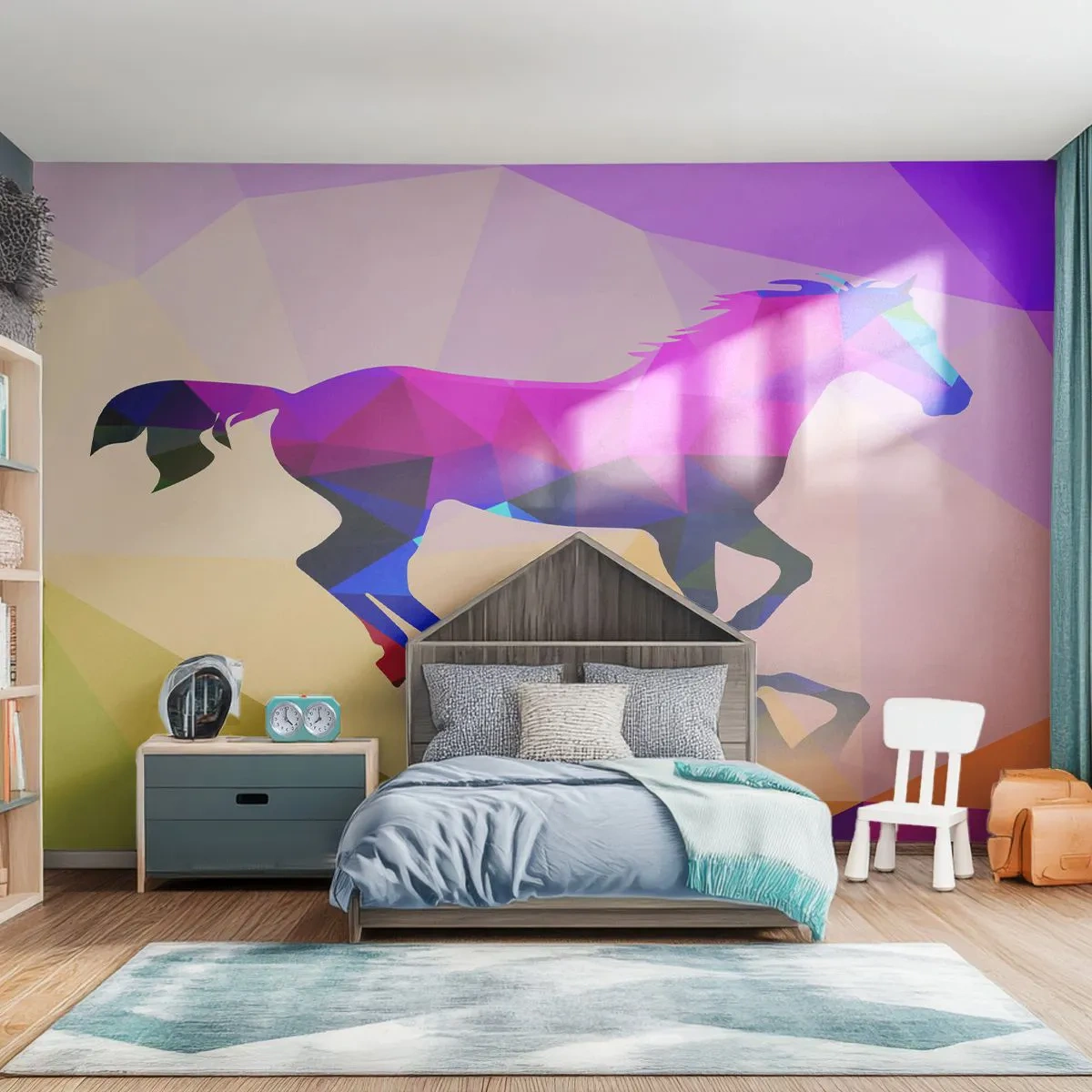 Selbstklebende Fototapete Deluxe Sticker - Kubismus lebt noch - Tiere, Pferd, Geometrische Figur - 250x175 cm