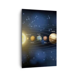 Bild auf Leinwand - Leinwandbild - Diagramm des Sonnensystems mit Planeten und Sonne - 80x120cm - Einer von zehn - Moderne Wanddekoration für Wohnzimmer und Schlafzimmer ARTTOR