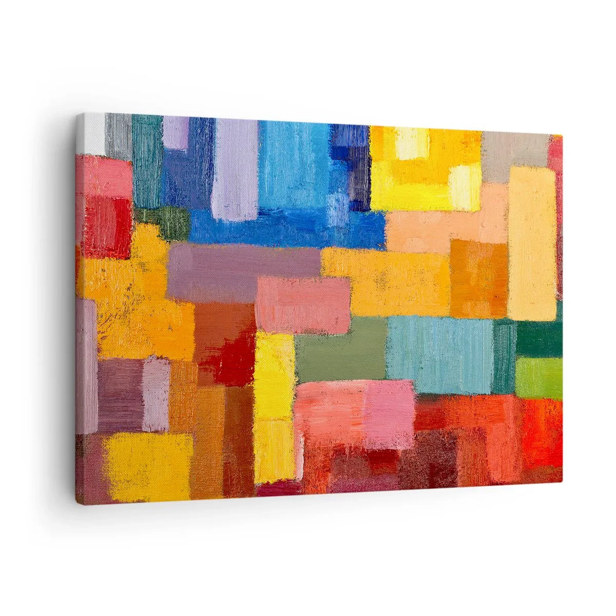 Bild auf Leinwand - Leinwandbild - Bunte abstrakte Rechtecke in verschiedenen Farbtönen - 70x50cm - Jeder ist anders, alle bunt - Moderne Wanddekoration für Wohnzimmer und Schlafzimmer ARTTOR