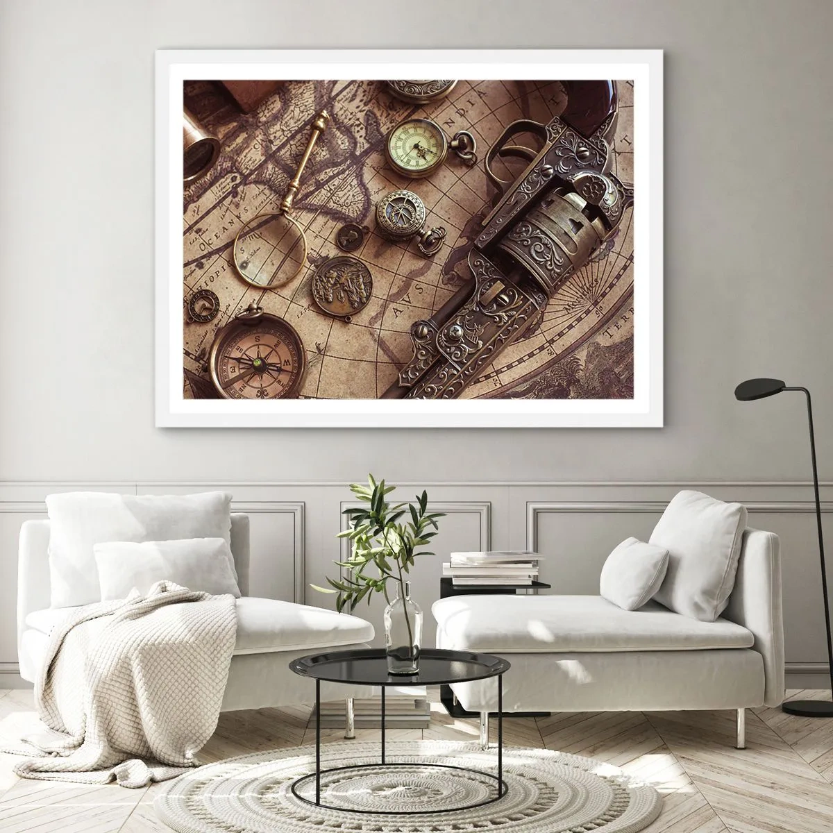 Poster in einem weißen Rahmen - Das Abenteuer ruft - 50x40 cm