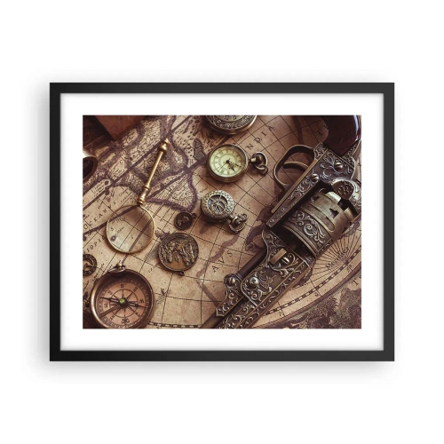 Poster in einem schwarzem Rahmen - Das Abenteuer ruft - 50x40 cm