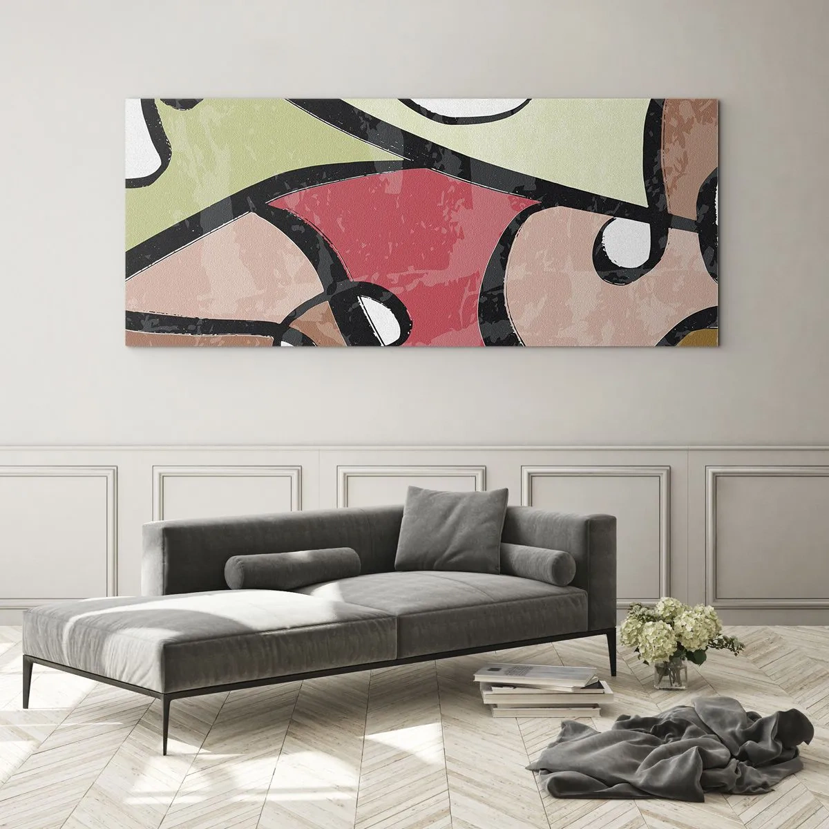 Glasbild - Bild auf glas - Pirouetten unter Farben - 100x40 cm