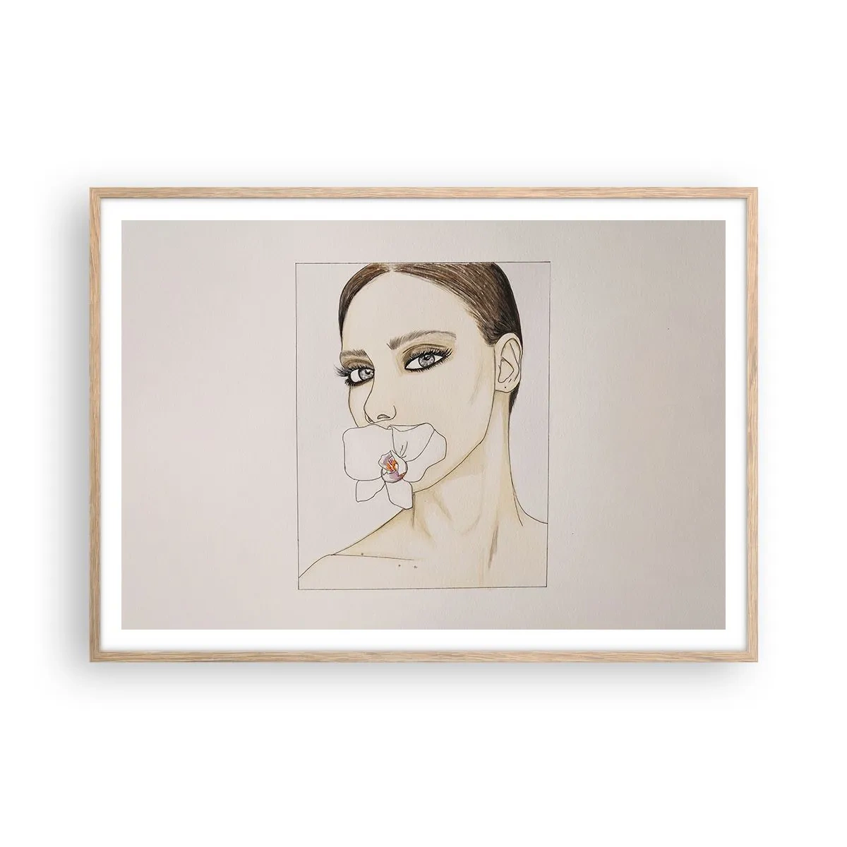 Poster in einem Rahmen aus heller Eiche - Ein Symbol für Eleganz und Schönheit - 100x70 cm