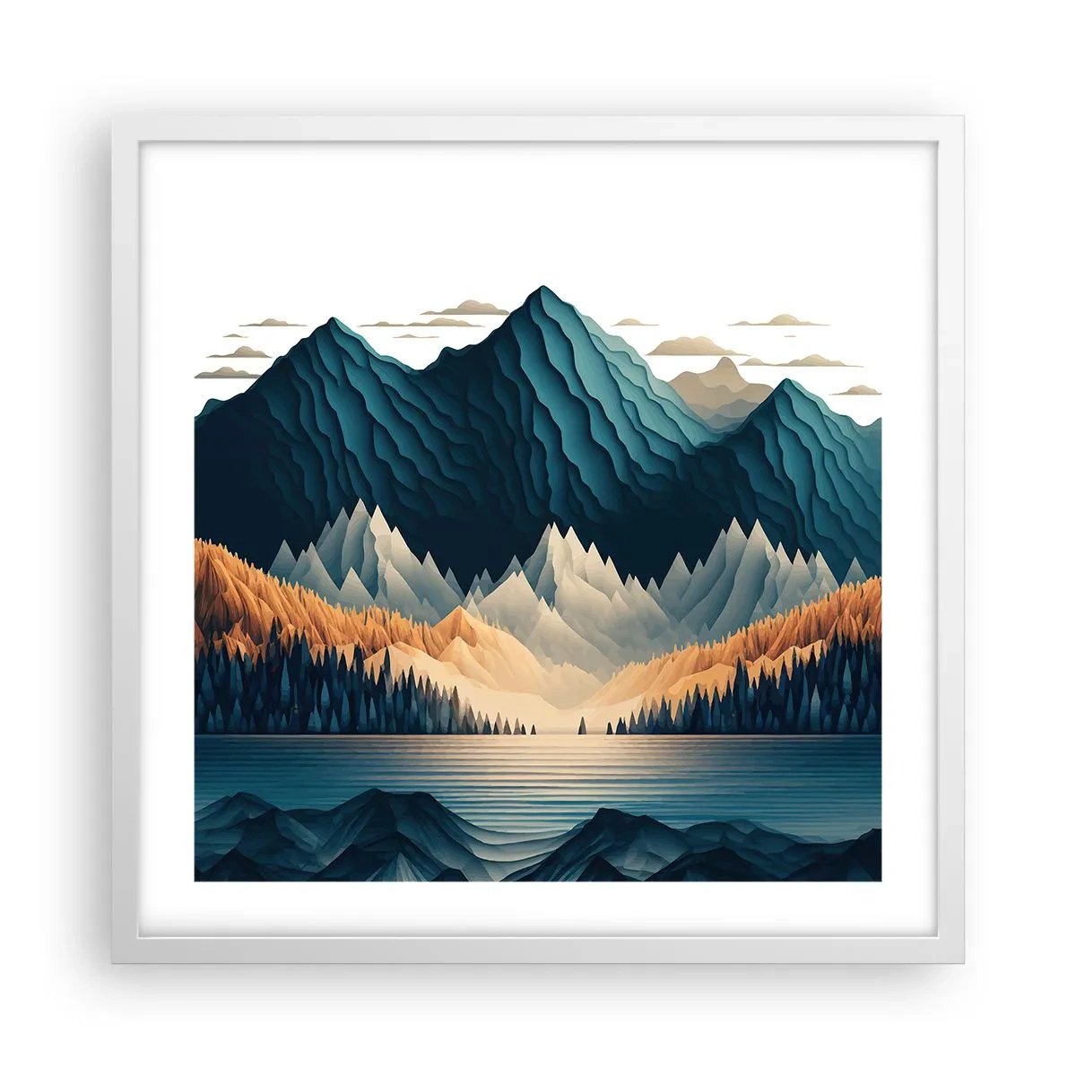 Poster in einem weißen Rahmen - Perfekte Berglandschaft - 50x50 cm