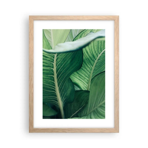 Poster in einem Rahmen aus heller Eiche - Intensiv grünes Leben - 30x40 cm