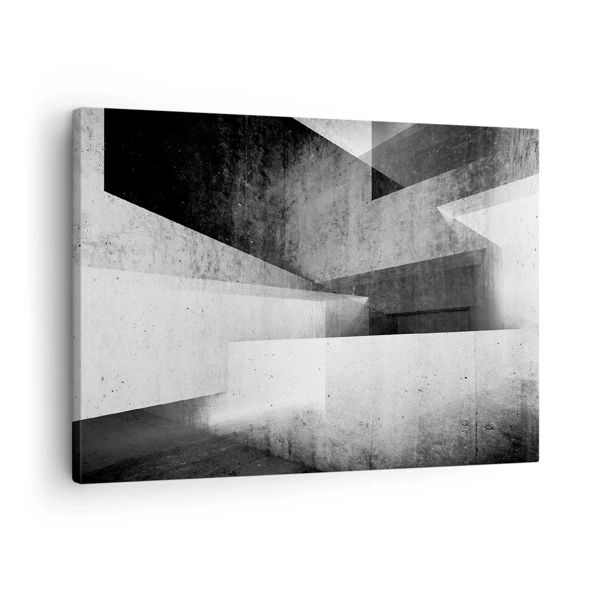 Bild auf Leinwand - Leinwandbild - Geometrische Formen in einer monochromen Komposition - 70x50cm - Die Raumstruktur - Moderne Wanddekoration für Wohnzimmer und Schlafzimmer ARTTOR