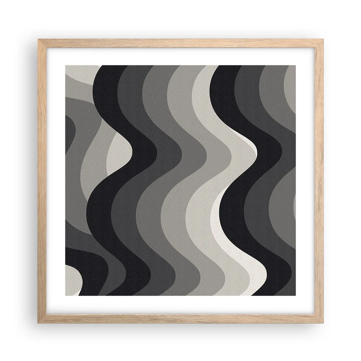 Poster in einem Rahmen aus heller Eiche - Eine Welle nach der anderen - 50x50 cm