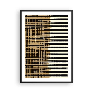 Poster in einem schwarzem Rahmen - Geometrisches Muster mit Linien und warmen Farben - 50x70cm - Architektonische Abstraktion - Moderne Wanddekoration für Wohnzimmer und Schlafzimmer ARTTOR