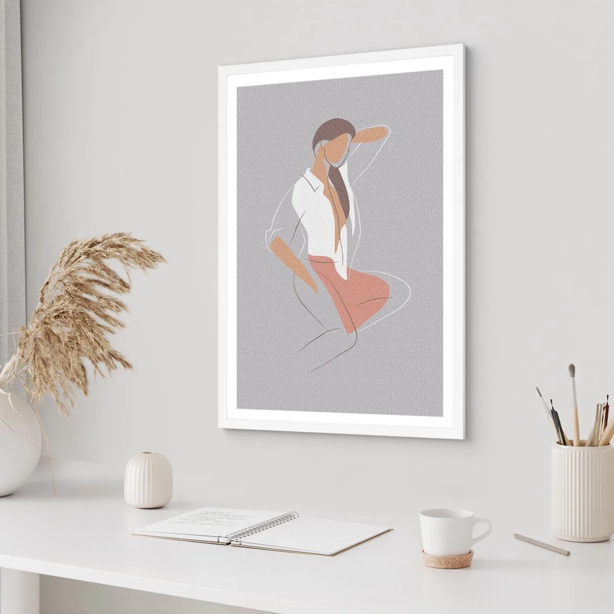 Poster in einem weißen Rahmen - Umriss der Anmut - 70x100 cm