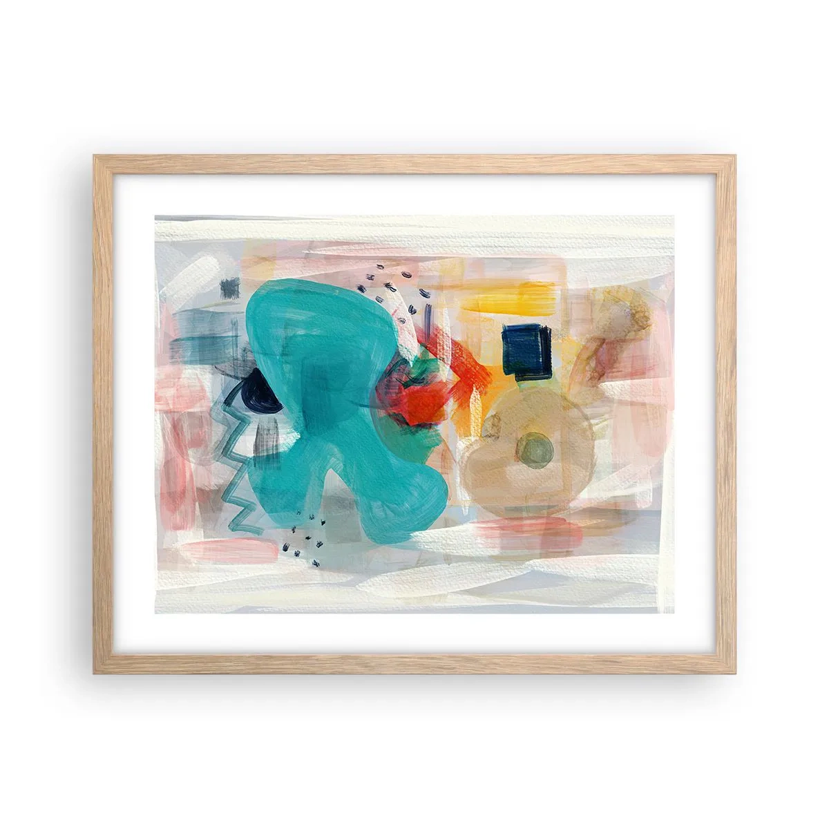 Poster in einem Rahmen aus heller Eiche - Buntes Spiel - 50x40 cm