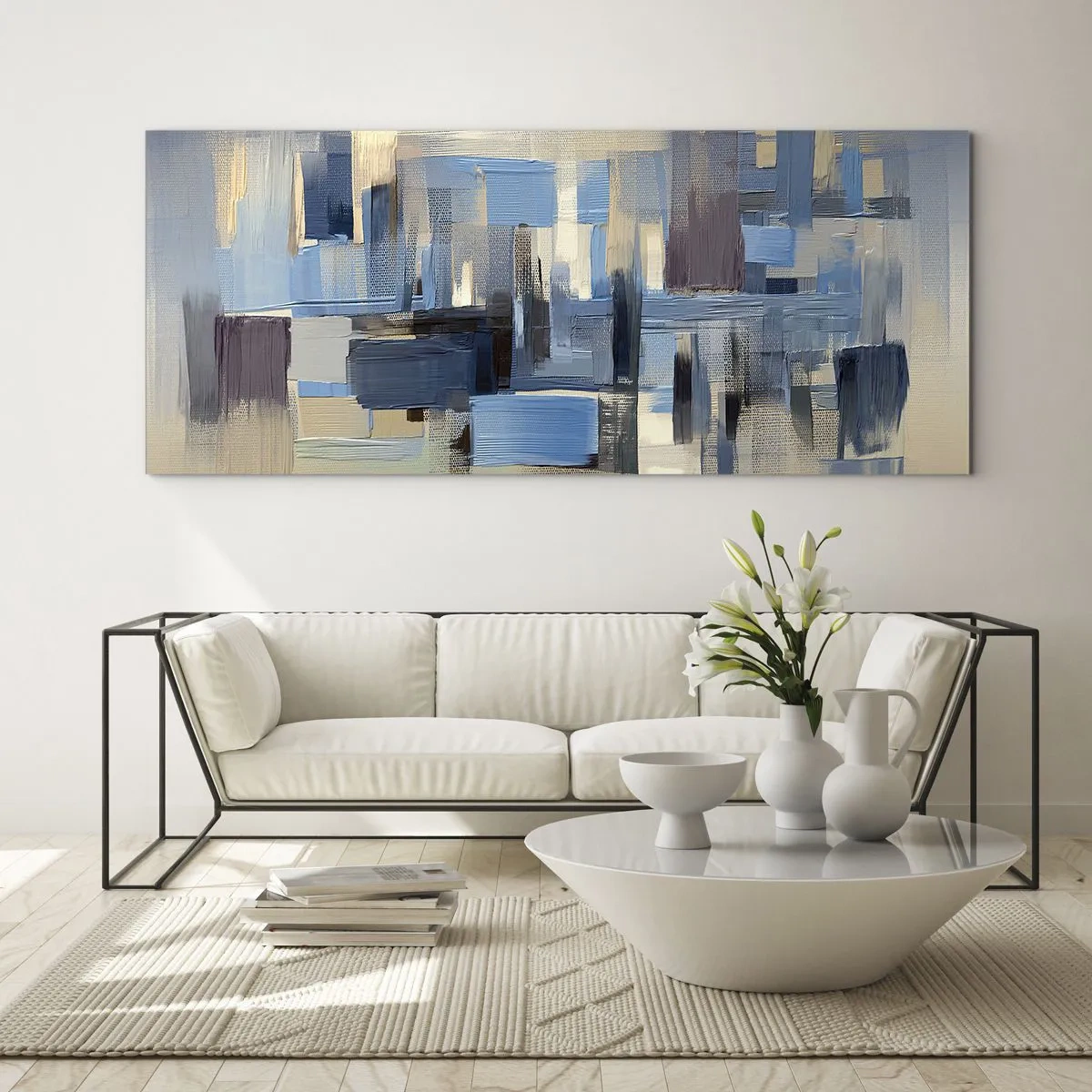 Glasbild - Bild auf glas - Blaue Konstruktion - 100x40 cm