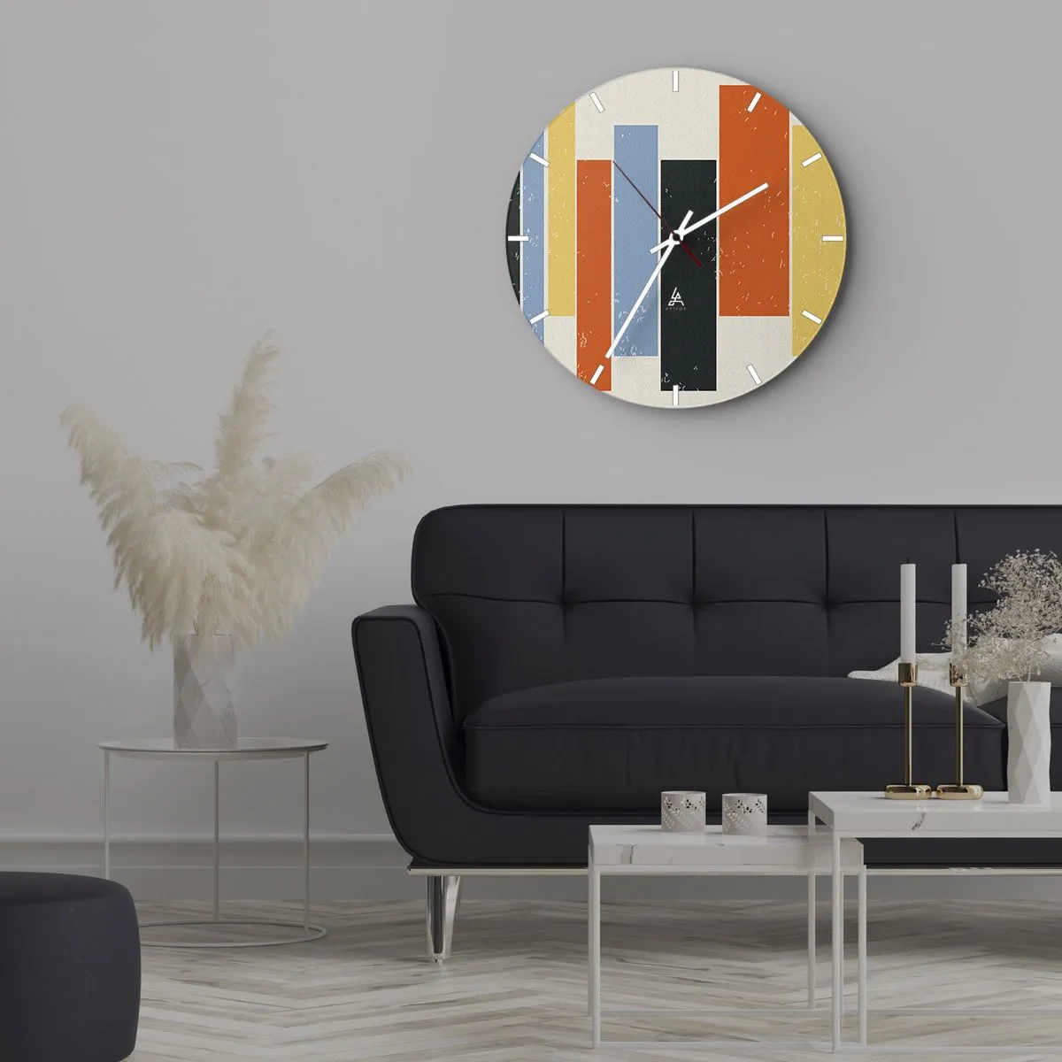Wanduhr - Glasuhr - Vertikale Retro-Streifen in warmen Farben - 30x30cm - Musiknotation - Moderne Wanddekoration für Wohnzimmer, Küche und Schlafzimmer ARTTOR