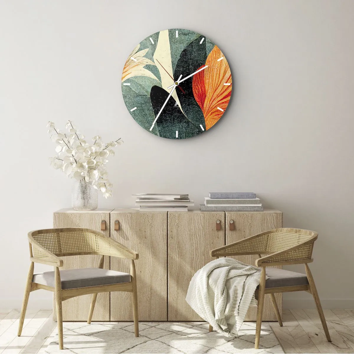 Wanduhr - Glasuhr - Hitze der Tropen und Kühle des Grüns - 40x40 cm