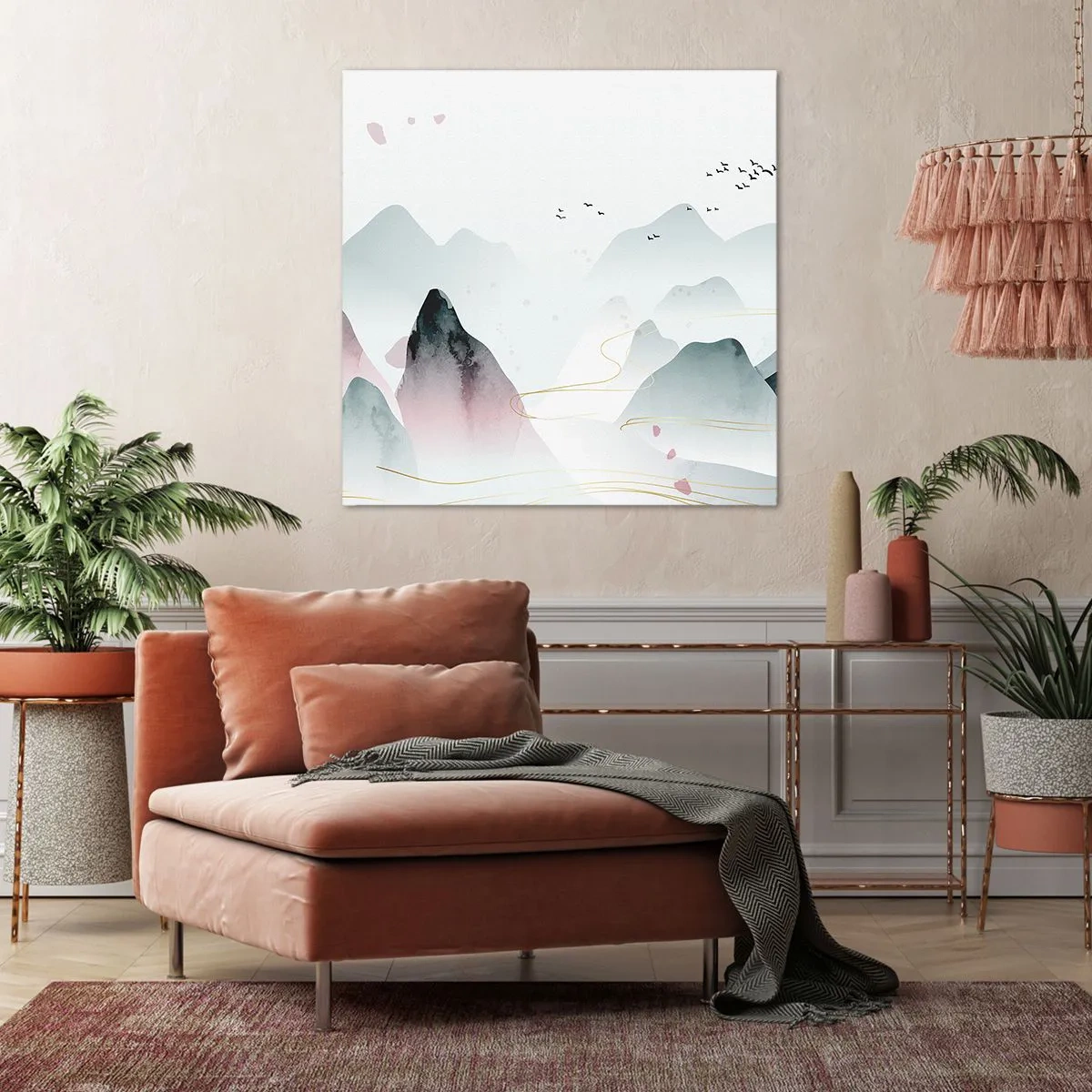 Bild auf Leinwand - Leinwandbild - Über die Gipfel - 30x30 cm