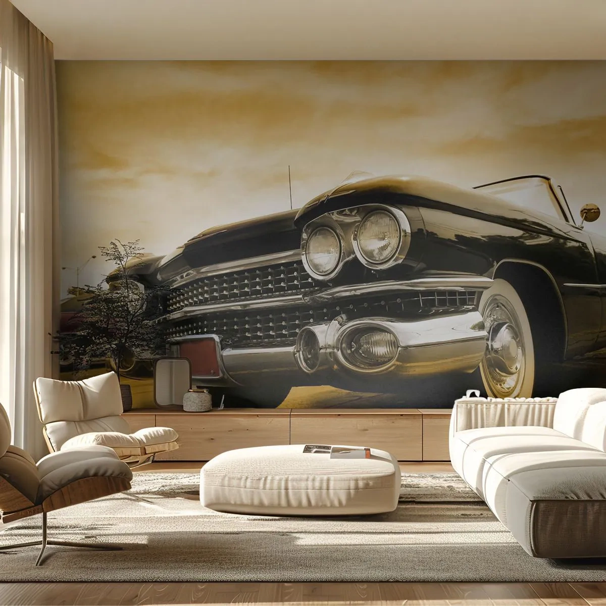 Fototapete Premium Sand - Klassiker vergehen nie - Auto, Automobil, Retro - 100x70 cm