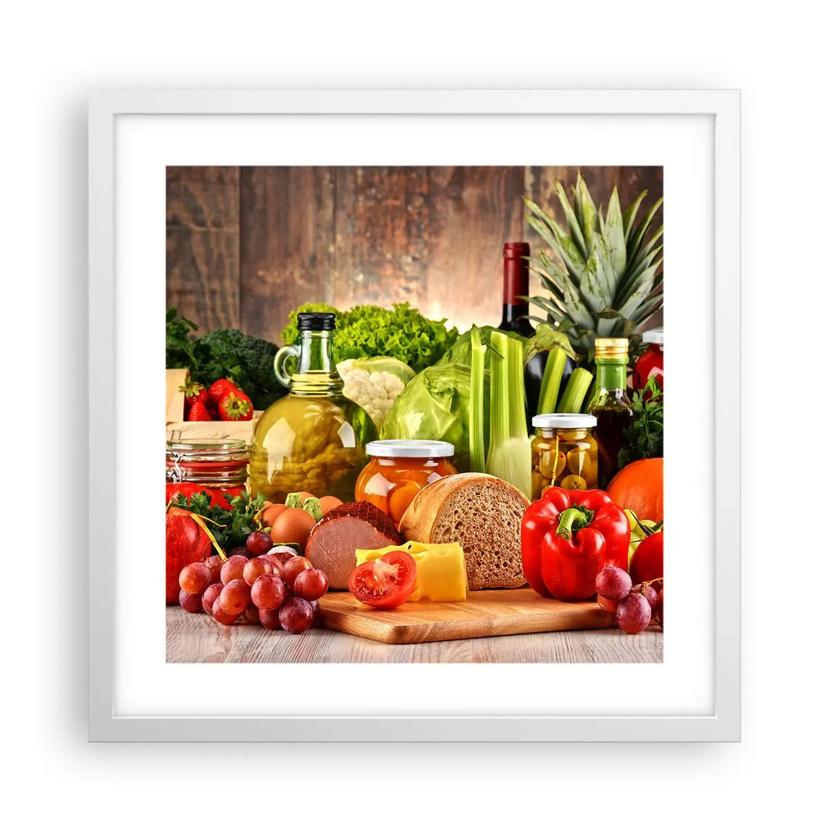 Poster in einem weißen Rahmen - Geräuchert, gebacken und eingelegt - 40x40 cm