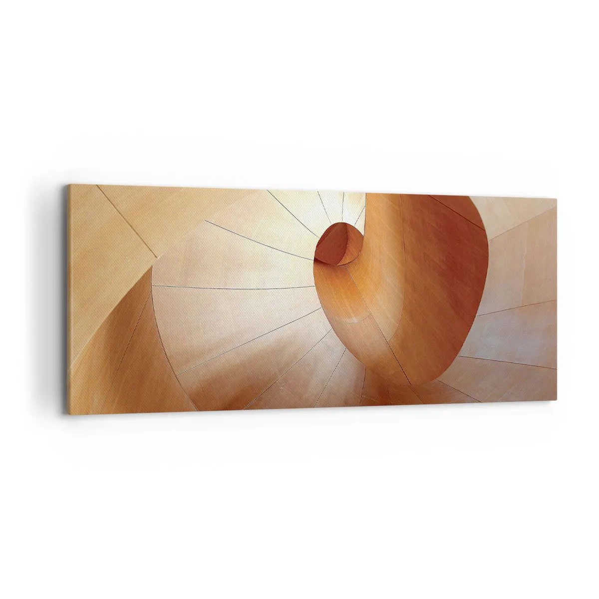 Bild auf Leinwand - Leinwandbild - Abstrakte Spirale in Holz- und Hellbrauntönen - 120x50cm - Architektonische Serpentine - Moderne Wanddekoration für Wohnzimmer und Schlafzimmer ARTTOR