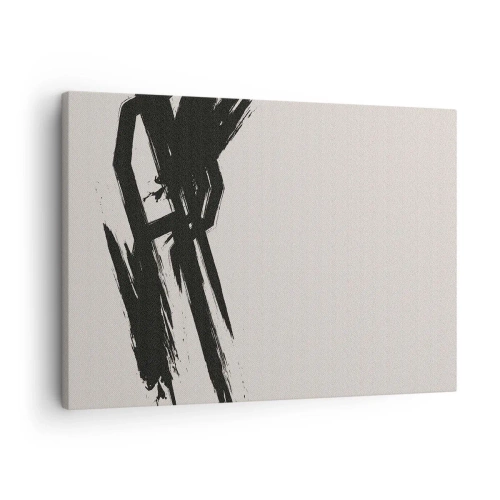 Bild auf Leinwand - Leinwandbild - Dynamische Pinselstriche in Schwarz auf hellem Hintergrund - 70x50cm - Unaufhaltsamer Trieb - Moderne Wanddekoration für Wohnzimmer und Schlafzimmer ARTTOR