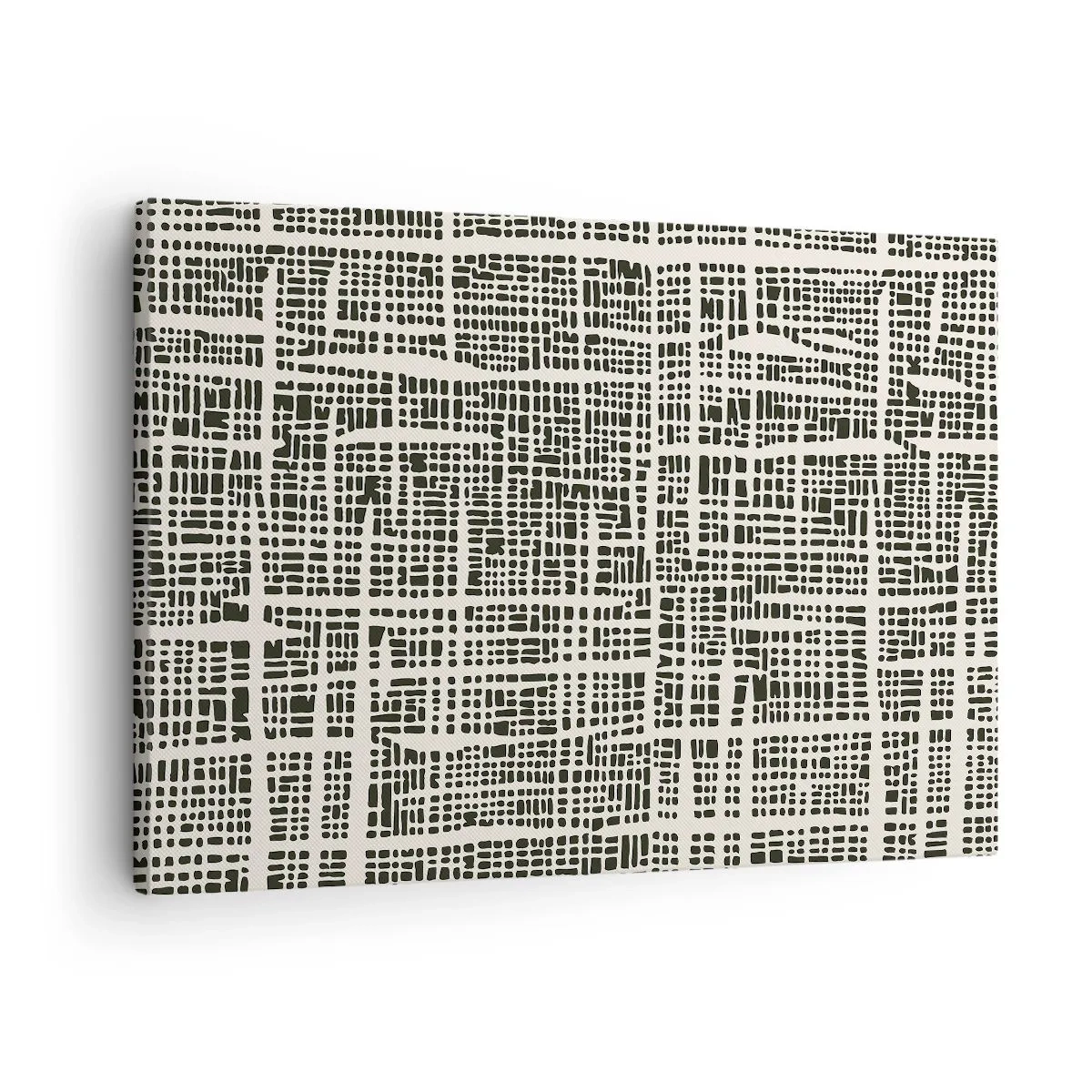 Bild auf Leinwand - Leinwandbild - Ein geometrisches Muster, das einem Gitter auf hellem Hintergrund ähnelt - 70x50cm - Gewebte Komposition - Moderne Wanddekoration für Wohnzimmer und Schlafzimmer ARTTOR