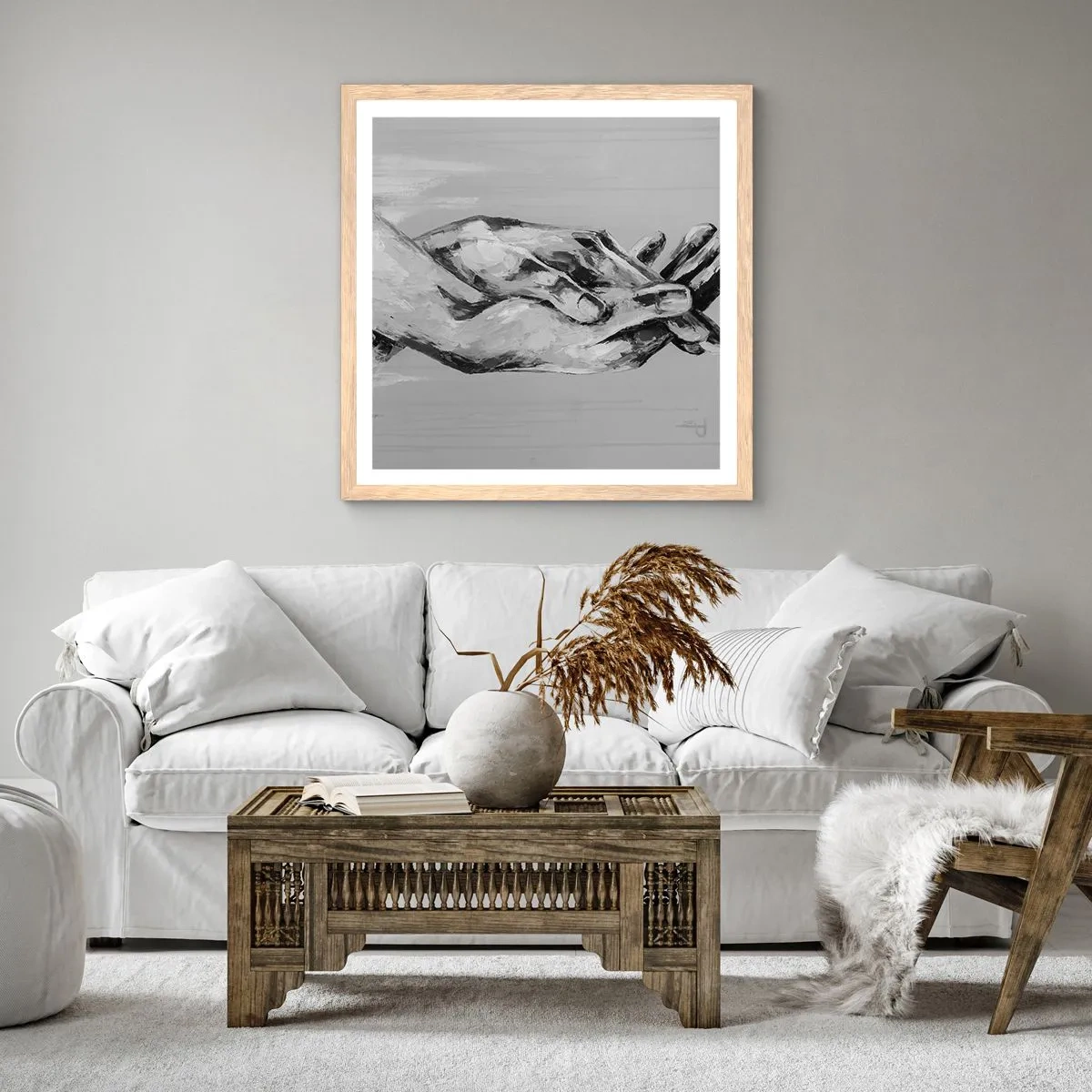 Poster in einem Rahmen aus heller Eiche - Anfang… - 30x30 cm