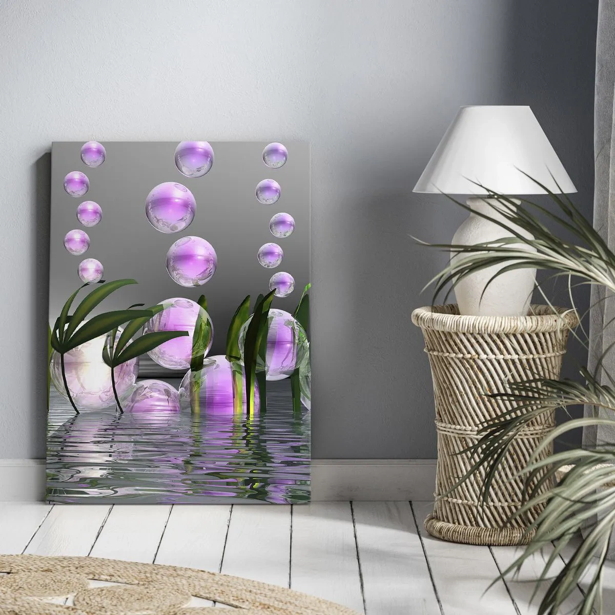 Bild auf Leinwand - Leinwandbild - Eine reflektierende Komposition aus Leichtigkeit und Leben - 45x80 cm