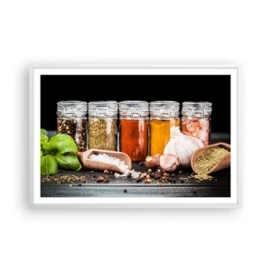 Poster in einem weißen Rahmen - Für einen Geschmack des Lebens - 91x61 cm