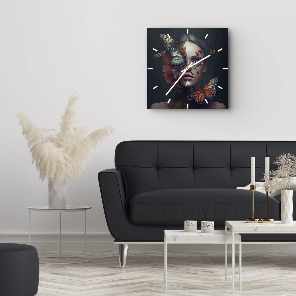 Wanduhr - Glasuhr - Wunderbare Metamorphose - 40x40 cm