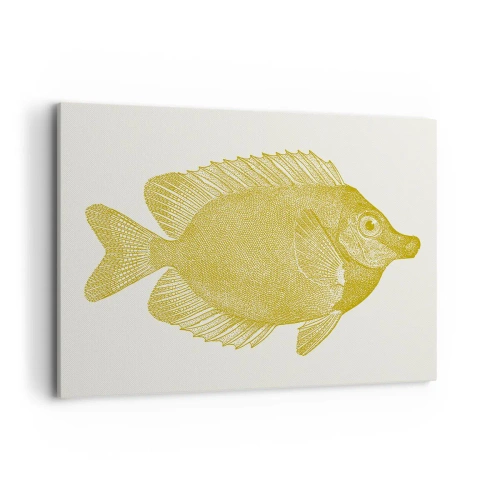 Bild auf Leinwand - Leinwandbild - Vintage Goldfisch auf hellem Hintergrund - 120x80cm - Fisch und das war’s - Moderne Wanddekoration für Wohnzimmer und Schlafzimmer ARTTOR