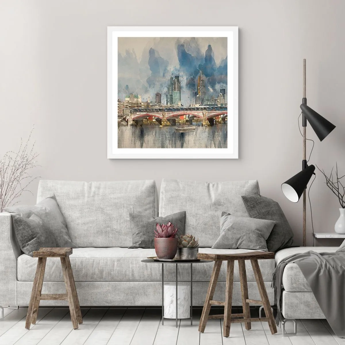Poster in einem weißen Rahmen - London in seiner ganzen Pracht - 30x30 cm