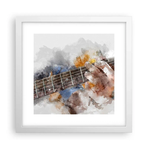 Poster in einem weißen Rahmen - Poesie zwischen den Saiten - 30x30 cm