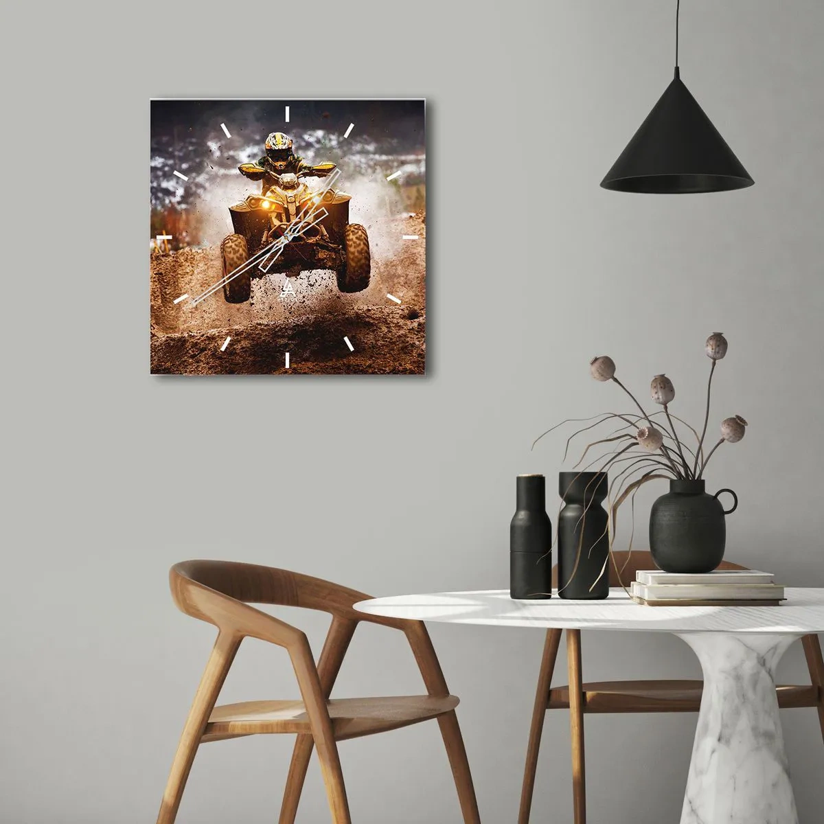 Wanduhr - Glasuhr - Kein Risiko kein Spaß - 30x30 cm