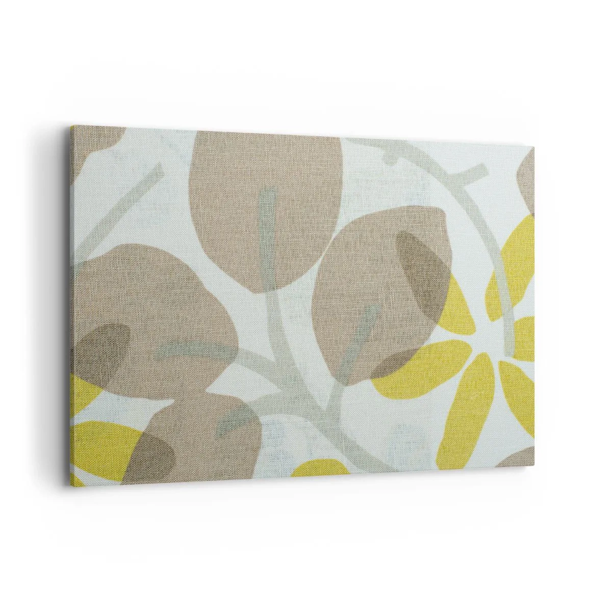 Bild auf Leinwand - Leinwandbild - Abstrakte Blätter in Beige- und Gelbtönen - 120x80cm - Komposition in voller Sonne - Moderne Wanddekoration für Wohnzimmer und Schlafzimmer ARTTOR