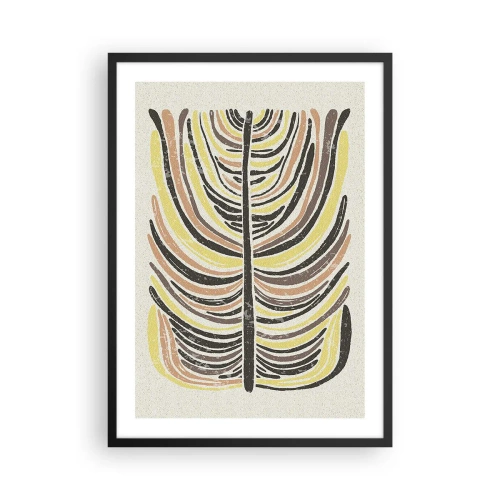Poster in einem schwarzem Rahmen - Abstraktes Blatt in Erdtönen - 50x70cm - Abstraktion voller Leben - Moderne Wanddekoration für Wohnzimmer und Schlafzimmer ARTTOR