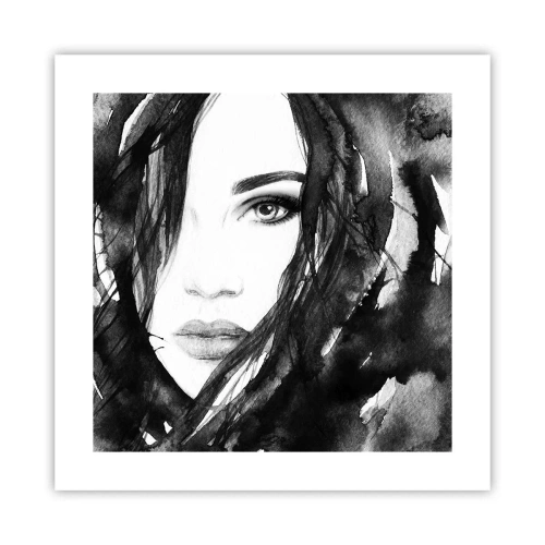 Poster - Porträt einer Dame in Schwarzweiß - 40x40 cm