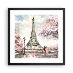 Poster in einem schwarzem Rahmen - Aprilspaziergang durch Paris - 40x40 cm