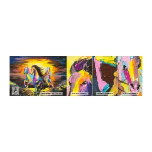 Fototapeten Muster Selbstklebend Deluxe Sticker - Eingetaucht in den Regenbogen - Tiere, Pferde, Freiheit - 100x30 cm