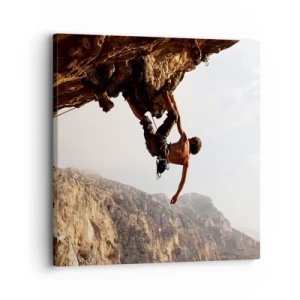 Bild auf Leinwand - Leinwandbild - Die Welt ist in einer Hand auf einem Felsblock geschrumpft - 30x30 cm