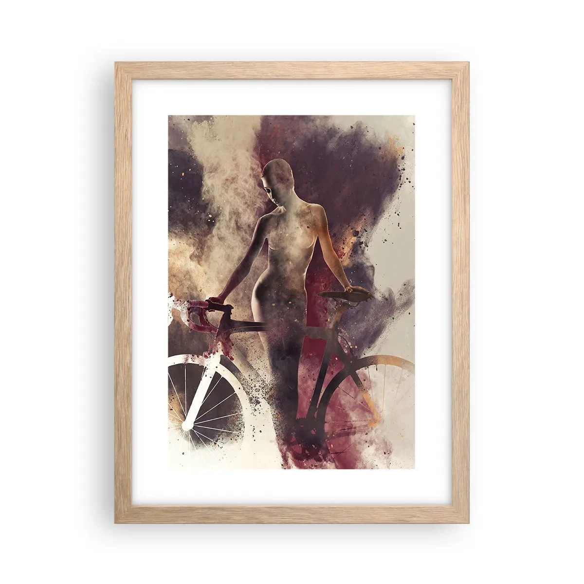 Poster in einem Rahmen aus heller Eiche - Eine Fahrradseele in Marmorformen - 30x40 cm