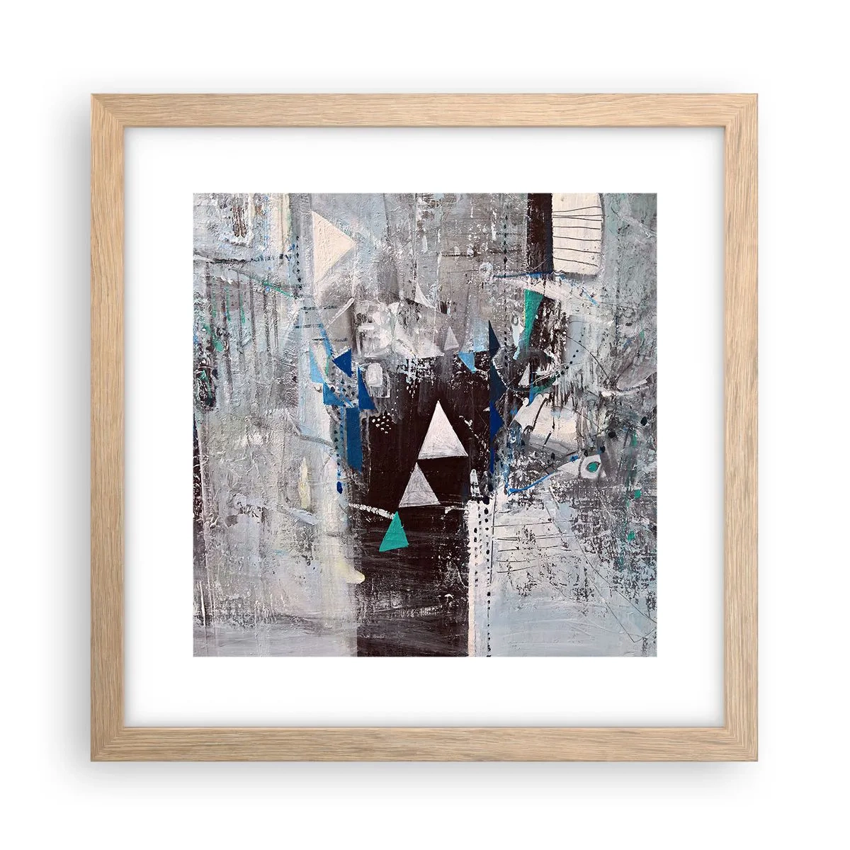 Poster in einem Rahmen aus heller Eiche - Überschreibende Reihenfolge der Dreiecke - 30x30 cm