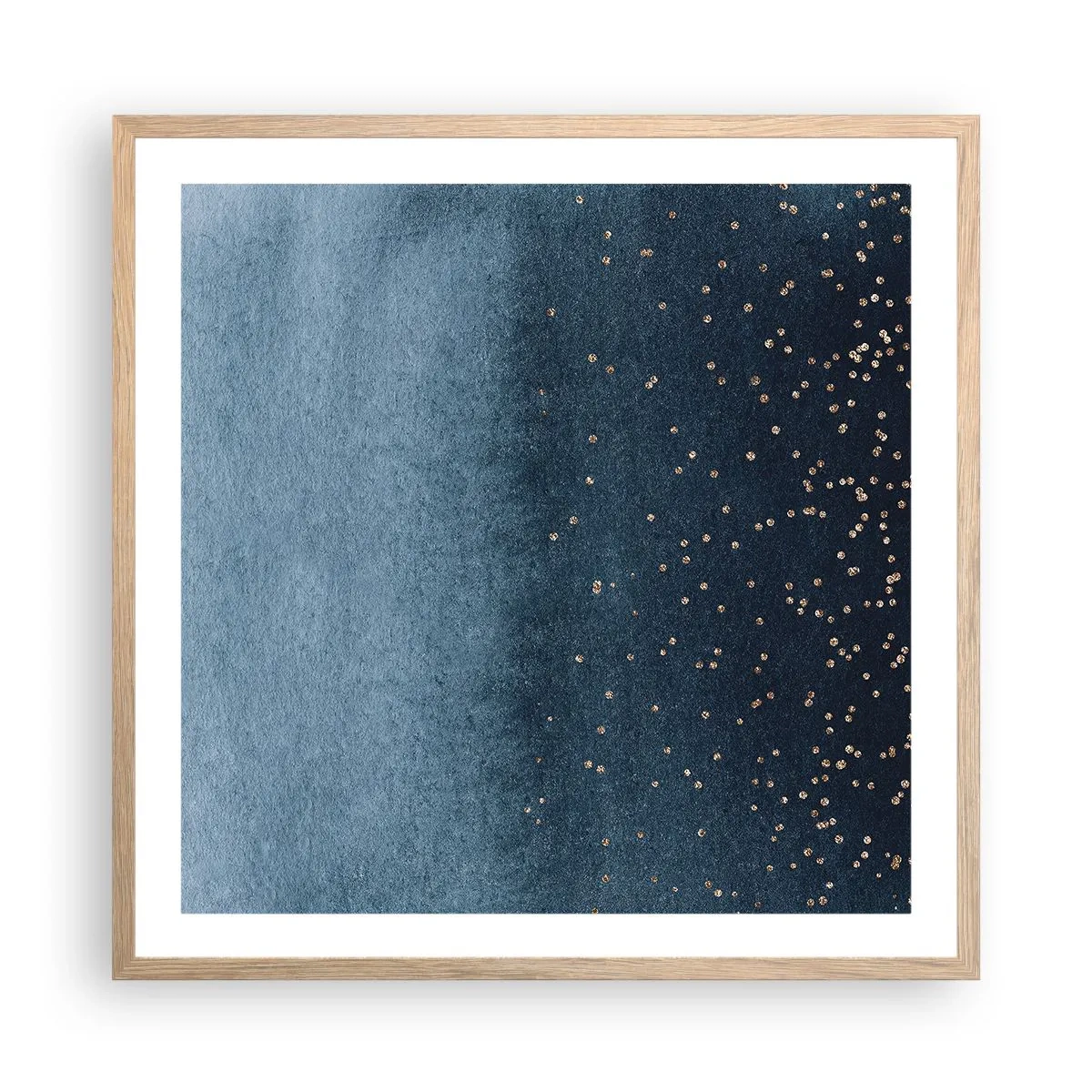 Poster in einem Rahmen aus heller Eiche - Komposition - blaue Phasen - 60x60 cm