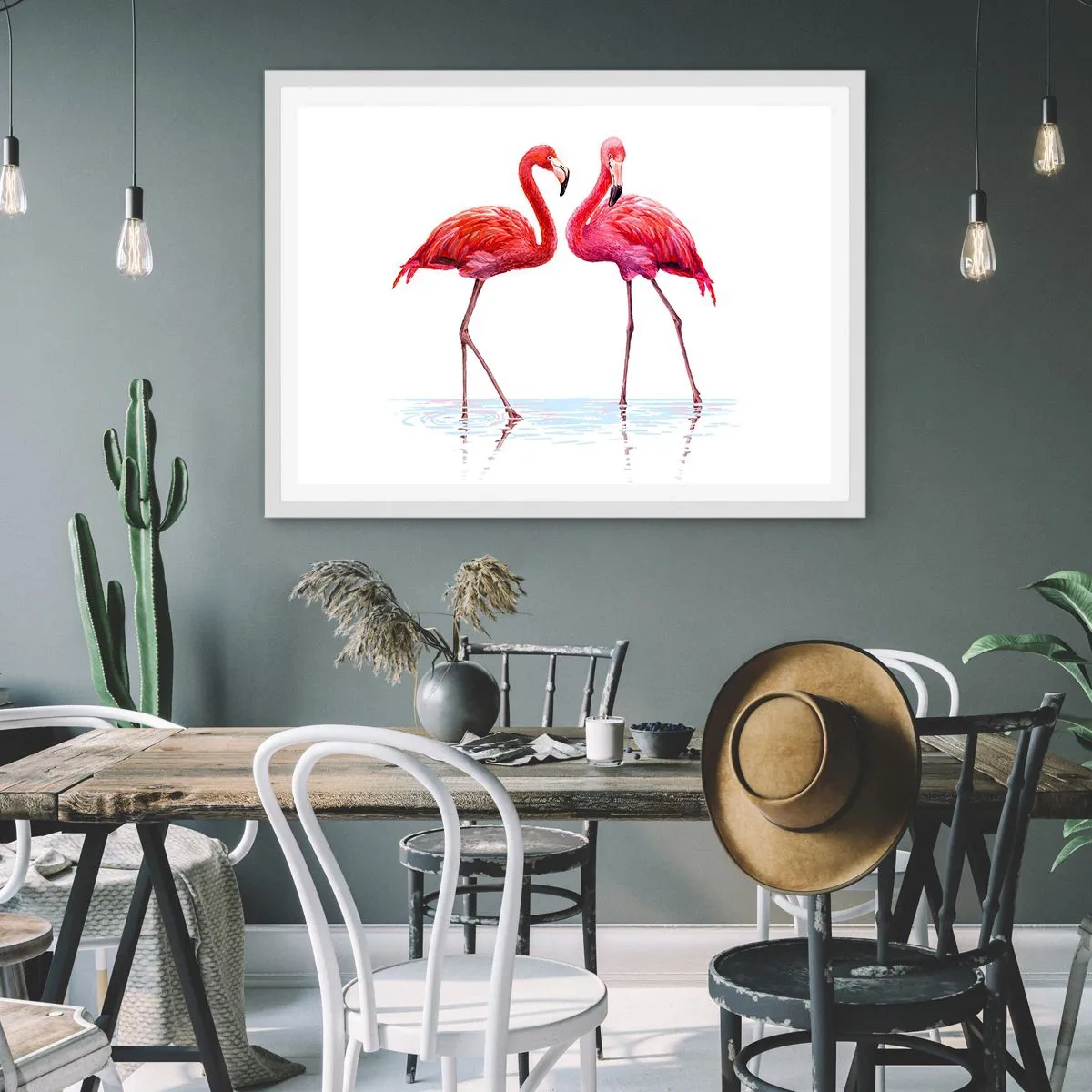 Poster in einem weißen Rahmen - Rosa randez-vous - 100x70 cm