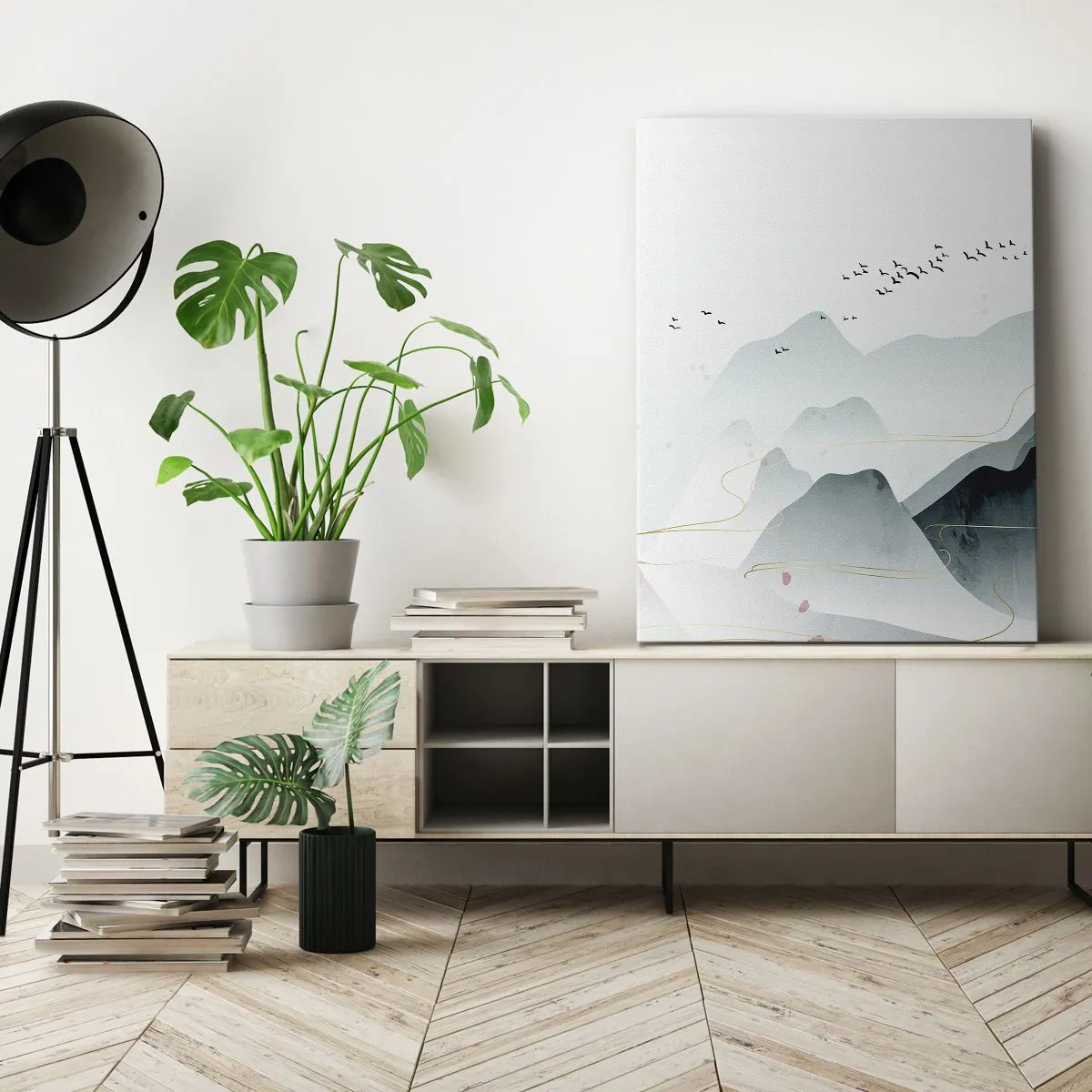 Bild auf Leinwand - Leinwandbild - Über die Gipfel - 65x120 cm